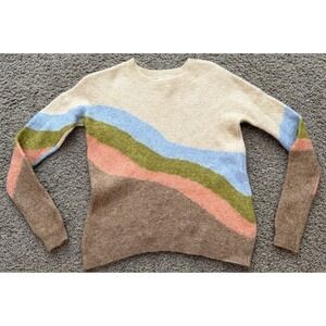 Sezane x Pangea Sweater Womens XXS Merino Wool Kid Mohair Colorful Boho Pattern